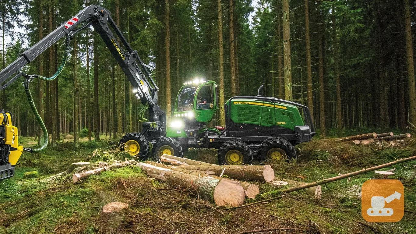 John Deere 1270G 8WD в аренду с оператором — харвестер для крупного леса